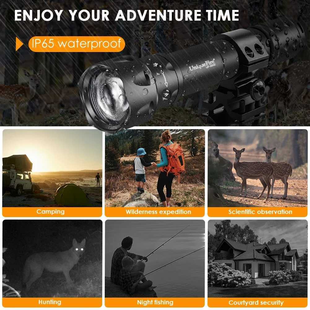 UniqueFire 2002 LED Flashlight T20 Pro Fresnel Lens Vcsel IR 940nm 850nm 810nm Zoom Hunter illuminator 3 Mode Night Vision TorchXJ250529