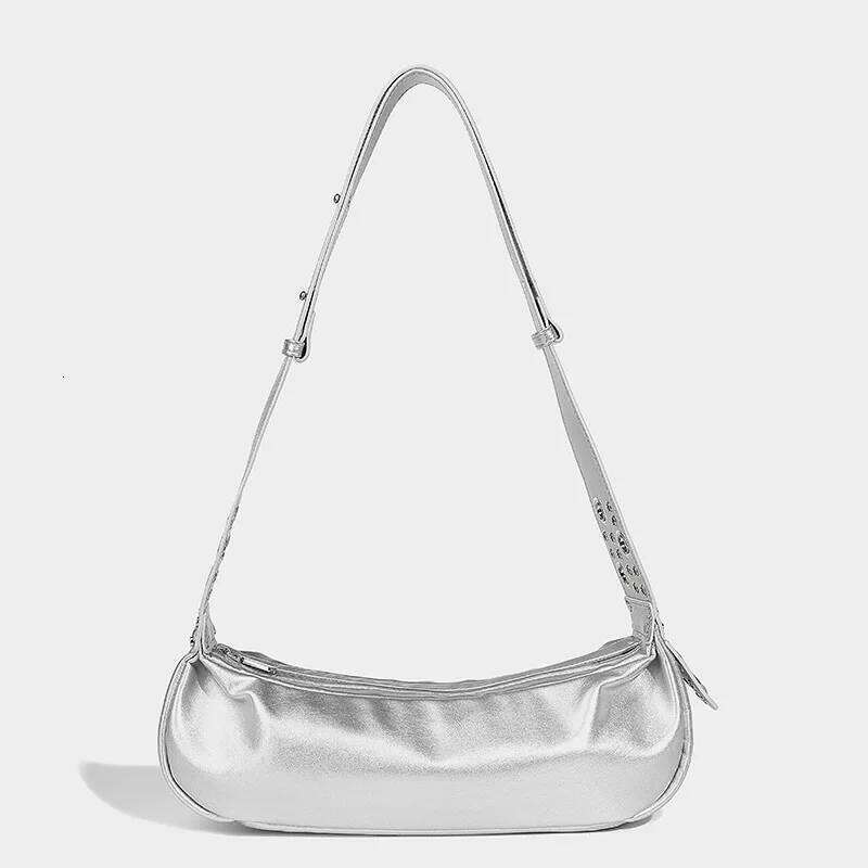 Women's Bags Designer Fashion Hollow Rivet Shoulder Soft PU Leather Crossbody For Half Moon Crescent Hobo Tote Bag Underarm Women Bags