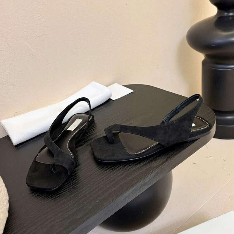 Sheepskin Version ~ Korean Style Square Open Toe Flat Roman Sandals for Women 2025 Summer New Beach Versatile Slippers