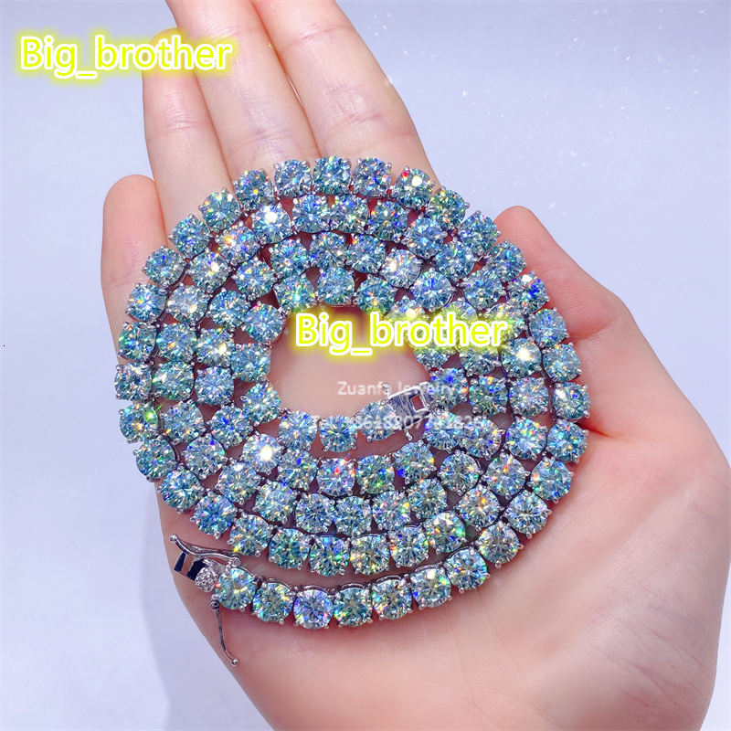 Hot Sale 3mm 4mm 6.5mm S925 Sterling Silver Gold Plated Blue Green Diamond Moissanite Tennis Chain