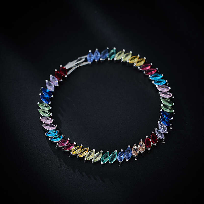 Fashion Colorful Zircon for Women Gentle Temperament High-end Light Bracelet Super Shiny Sweet Versatile Jewelry