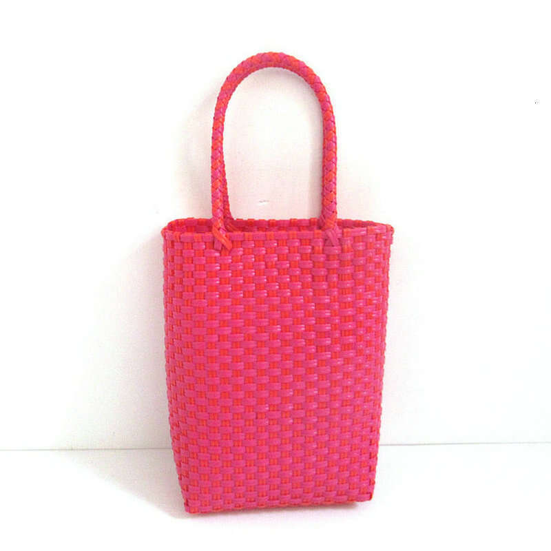 Plastic Thin Strip Woven Rectangular Small Color-Block Shopping Photo Summer Handbag Women's Bag