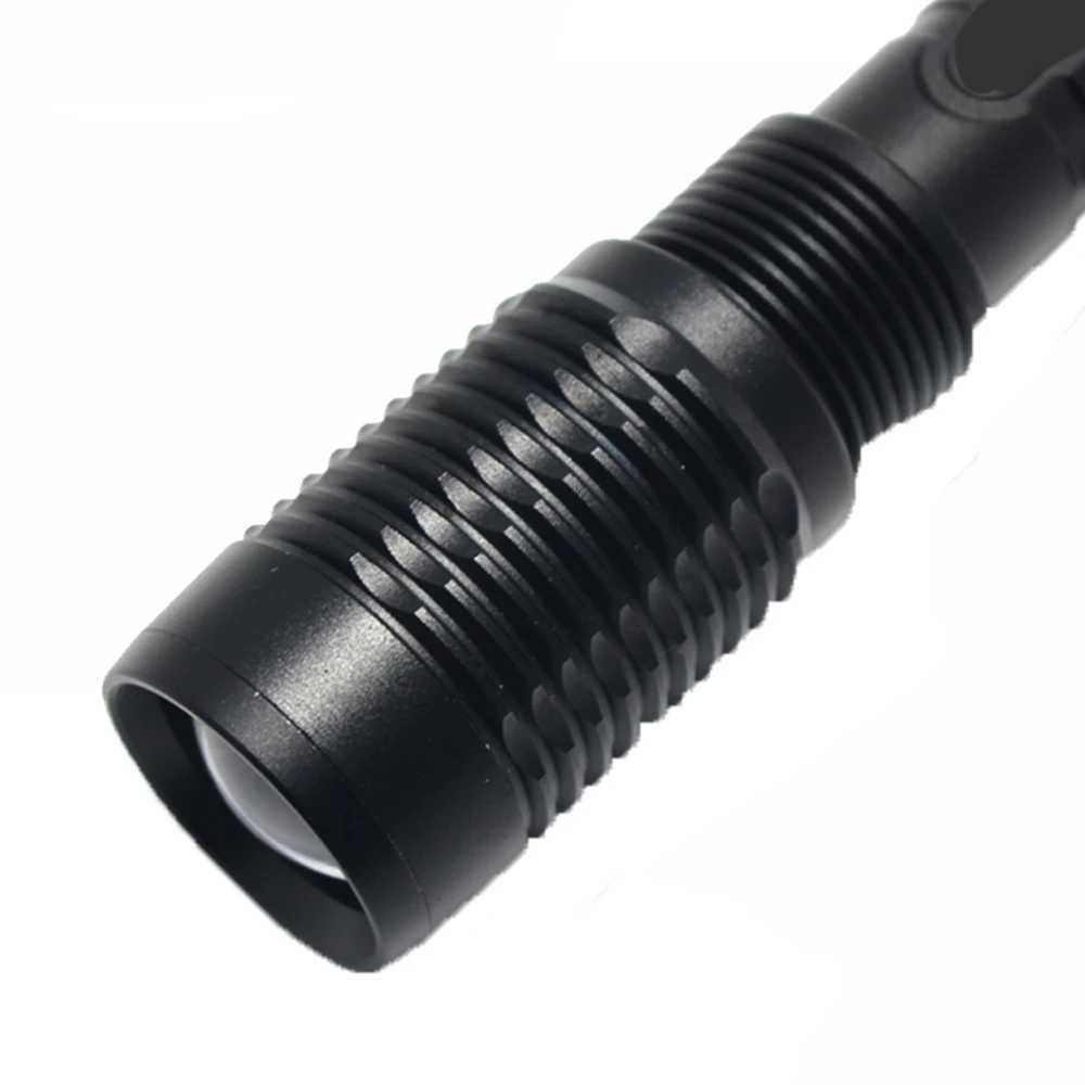 10W Portable Camping Lantern Zoom LED Flashlight Self Defense Tactical Zoomable Torch Lamp hunting Light uses 2*18650 BatteryXJ250529