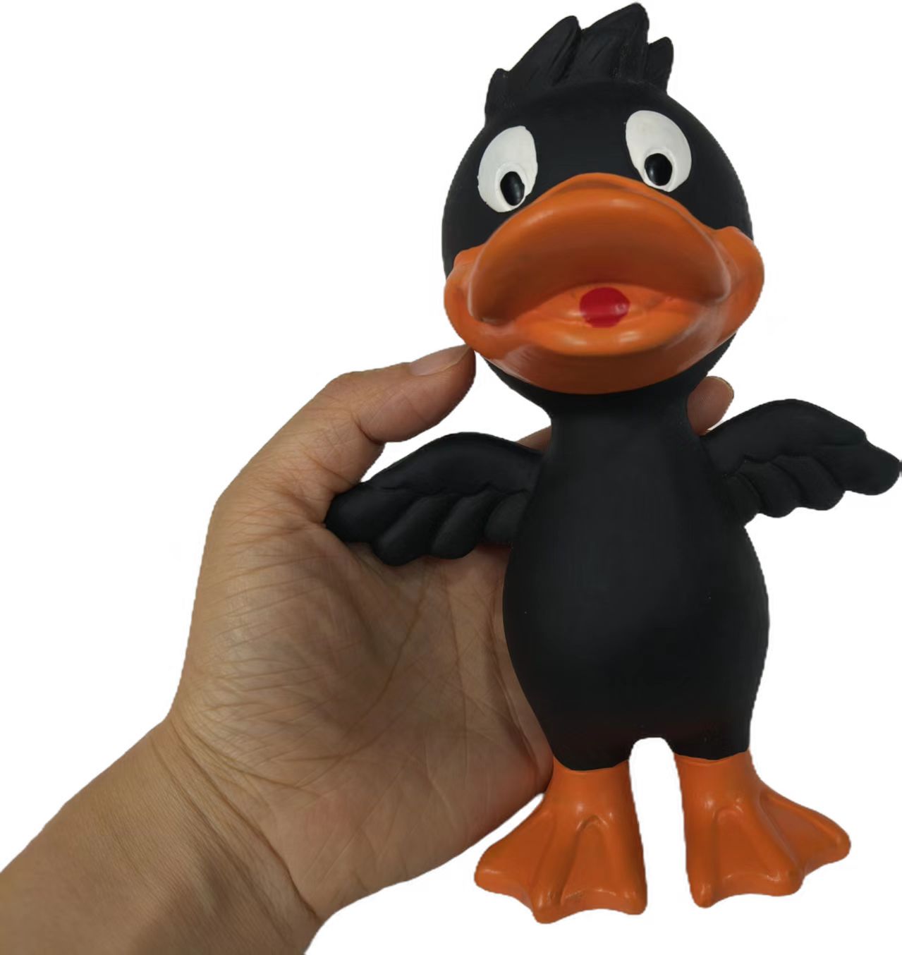 Latex Chewing Duck Dog Toy - Eco friendly Fairly Cute Black Natural Squeaky Rubber Ducky Toys for Dogs 1p/Pack