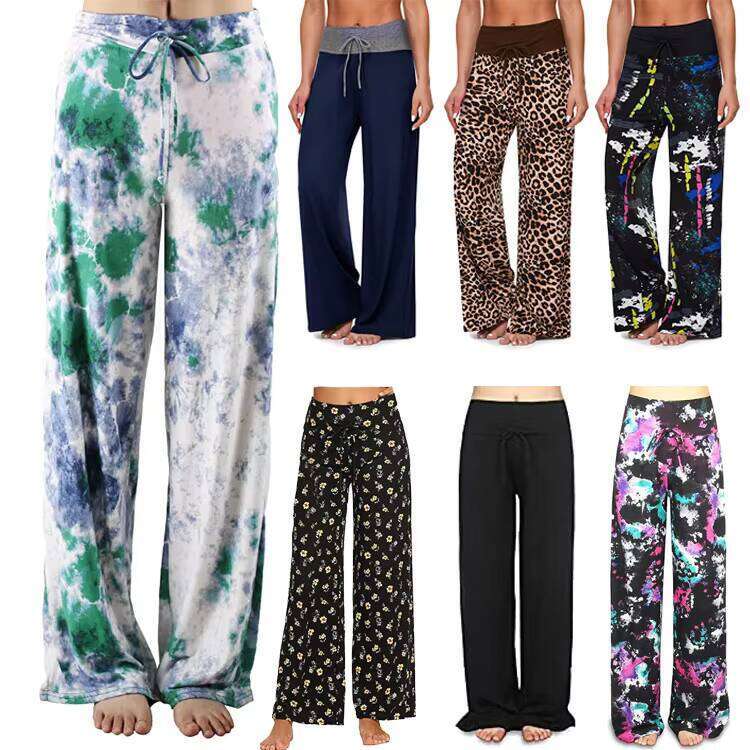 High-waisted, non-binding, wide-leg pants suitable for women's fitess, sports, and casual wear