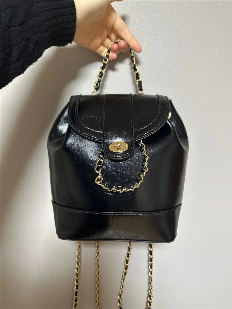Korea Style Bag for Women Fashion Small Backpack Lady Leisure PU Leather Chain Daily Bolsos Mujeres Travel Bagpack 250527