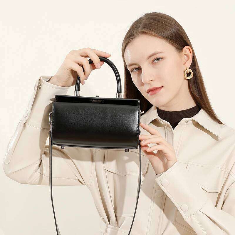 Toptrends Elegant Genuine Leather Handbags For Women 2025 Designer Top Handle Box Purses Ladies Shoulder Crossbody Bags