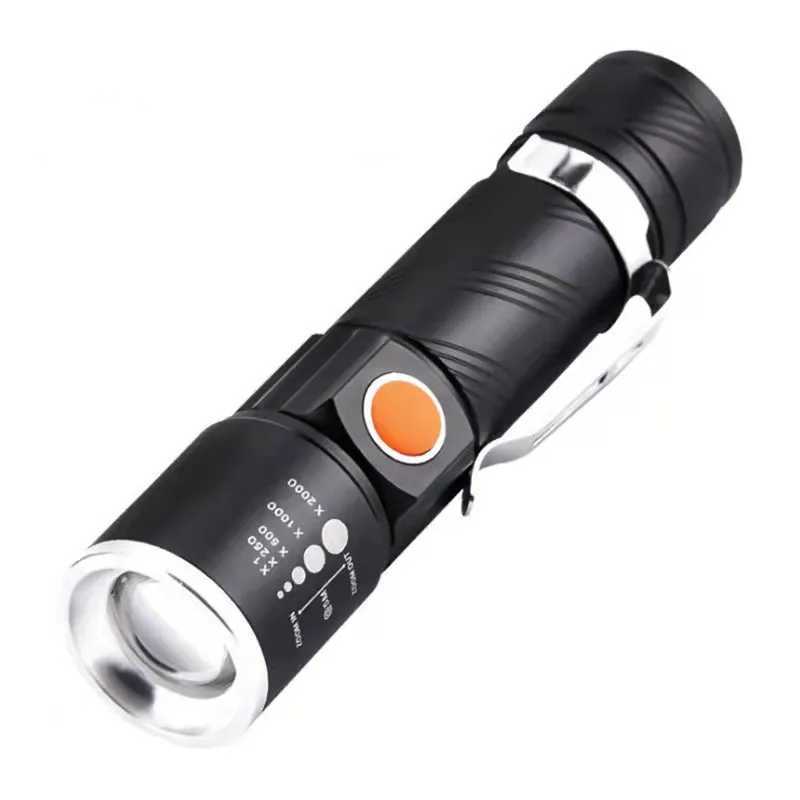 YS00057- Aluminum alloy LED flashlight outdoor portable night fishing strong light flashlight USB charging handheld flashlight XJ250529