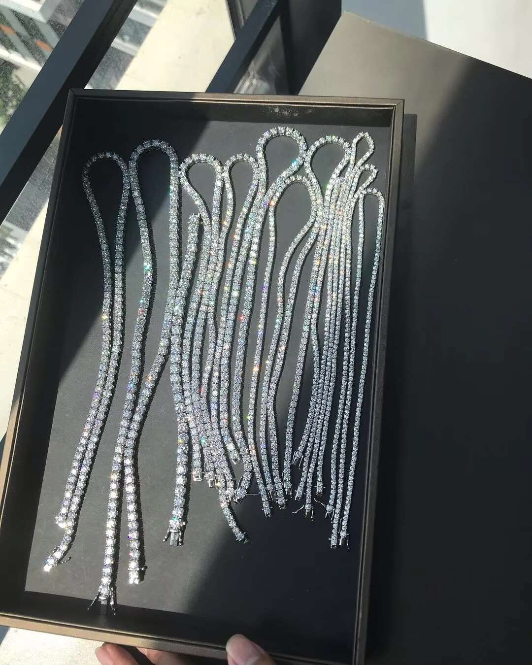 Gra Bling Vvs Wholesale Round Cut 3mm 5mm 4mm Bracelet 3mm 925 Sterling Silver Necklace Moissanite Tennis Chain Sparkle