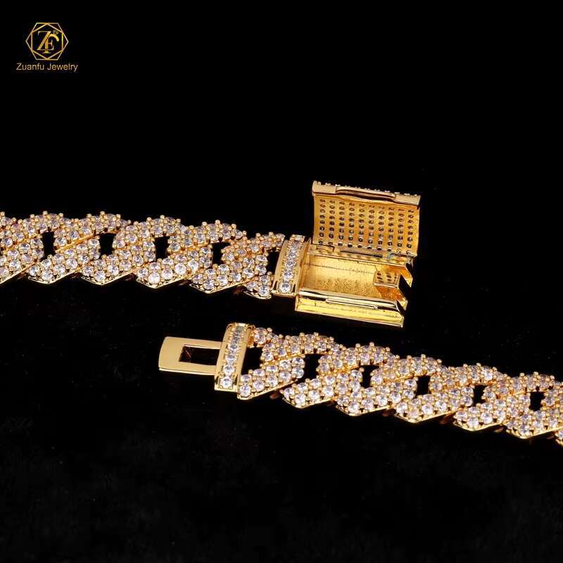 Custom Wholesale Hip Hop Necklace 925 Sterling Silver 8MM 10MM 12MM Iced Out VVS Moissanite Cuban Link Chain Mossanite Jewelry