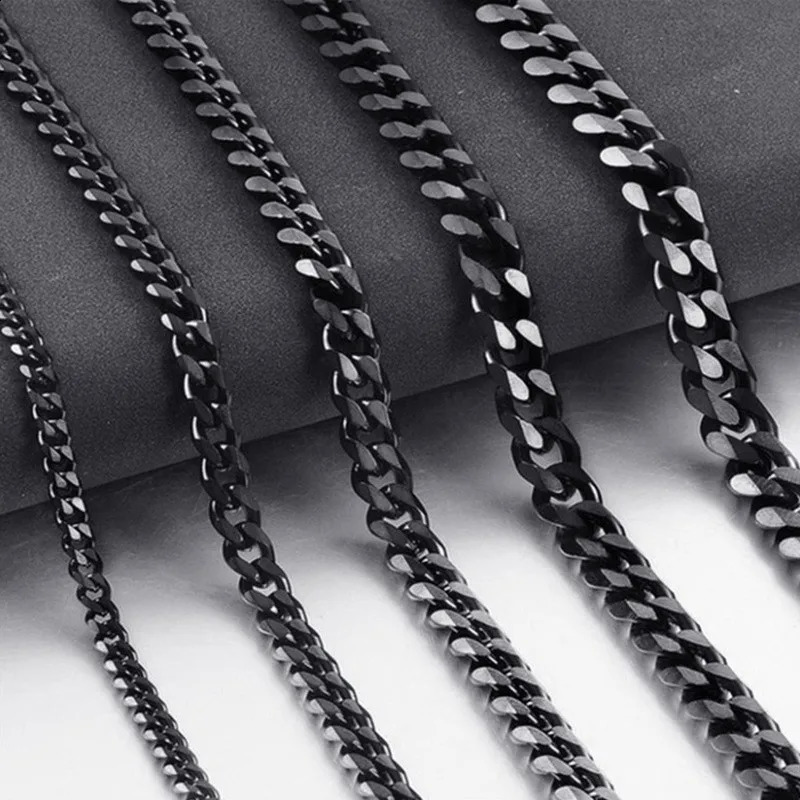 Stainless Steel Cuban Link Chain Bracelet Necklace For Men Women Neck Choker Fashion Jewelry Accessories 250519