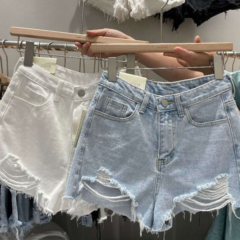 Shorts Women Denim Shorts Denim Shorts Internet Celebrity INS Style New Plus Size Loose Fit Curvy Women Korean Version Line Ripped Hot Pants For Summe