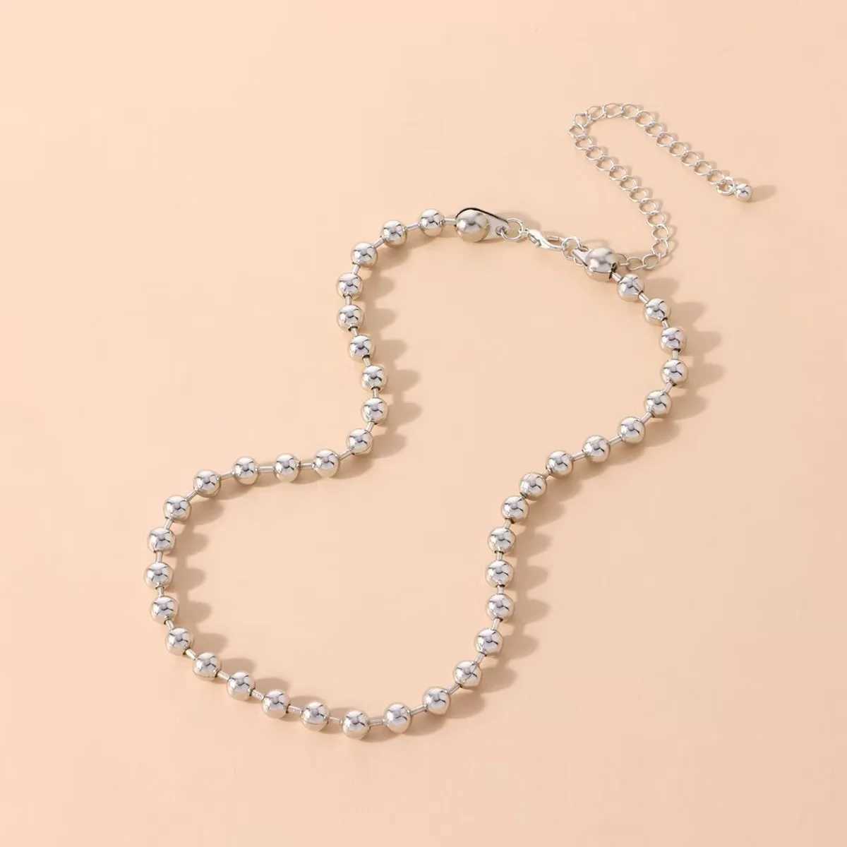 Y2K Statement Ball Chain Choker Necklace Silver Plated Handmade Gothic Unisex Men Women Chunky Jewelry M250529