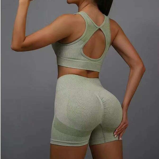 High Quality Sports Yoga Clothes, Summer Hip Lifting Sleeveless Peach Hip Yoga Clothes, Women's Running And Fitness Training Two-piece Set, Free 