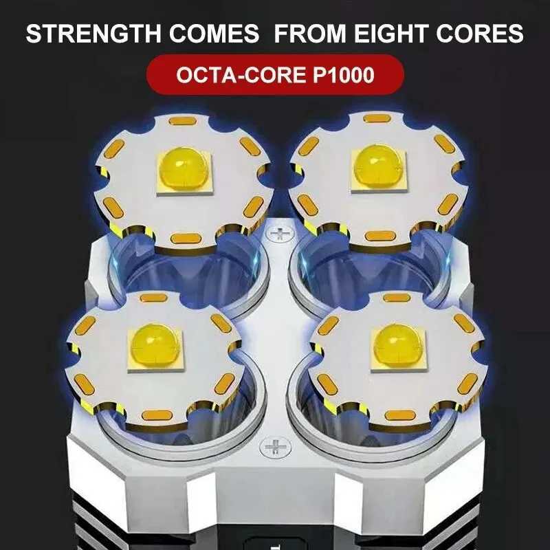 High Power LED Flashlights Camping Torch With 4 Lamp Beads And COB Side Light Rechargeable Portable Hand Lantern 4 Lighting Modes XJ250529