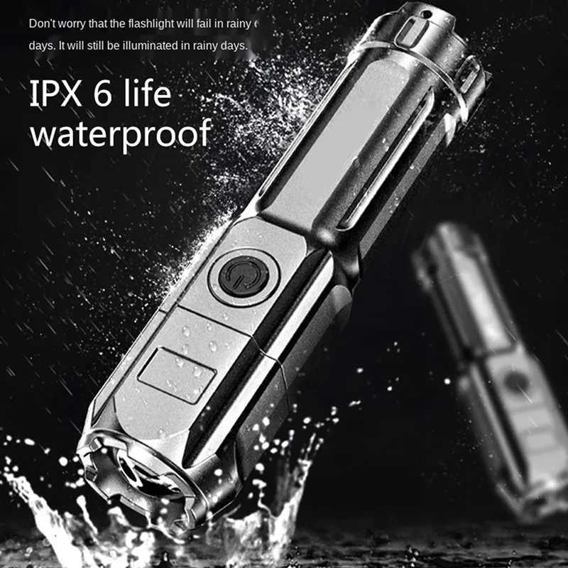Powerful LED Flashlight USB Rechargeable Torch Portable Zoomable Camping Light 3 Lighting Modes For Outdoor Hiking Emergency XJ250529