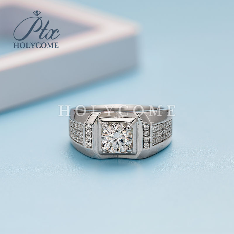 1CT Moissanite Ring Sterling Sliver 925 Men's Rings Couple Wedding Engagement Luxury White D VVS Clarify Good Quality Moissanite Mens Diamond Rin