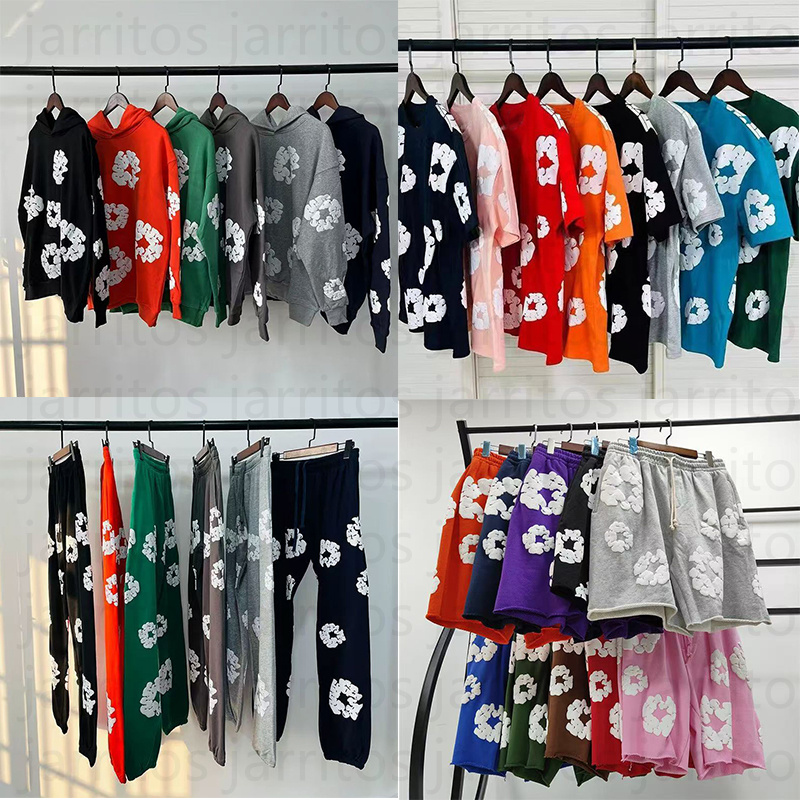 Designer Hoodie Mens Womens Sumemer Tshirt Breathable Short oversized sweatpants Casual Hooded Pullover Black Pink Cotton Wreath Sweatshirt