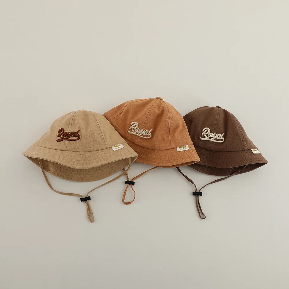 Bucket Hats Spring Cute Embroidered Letter Sunhat Fishing Hat Sunshade Visor Boys Girls Outdoor Beach Cap For 6-24M 250523
