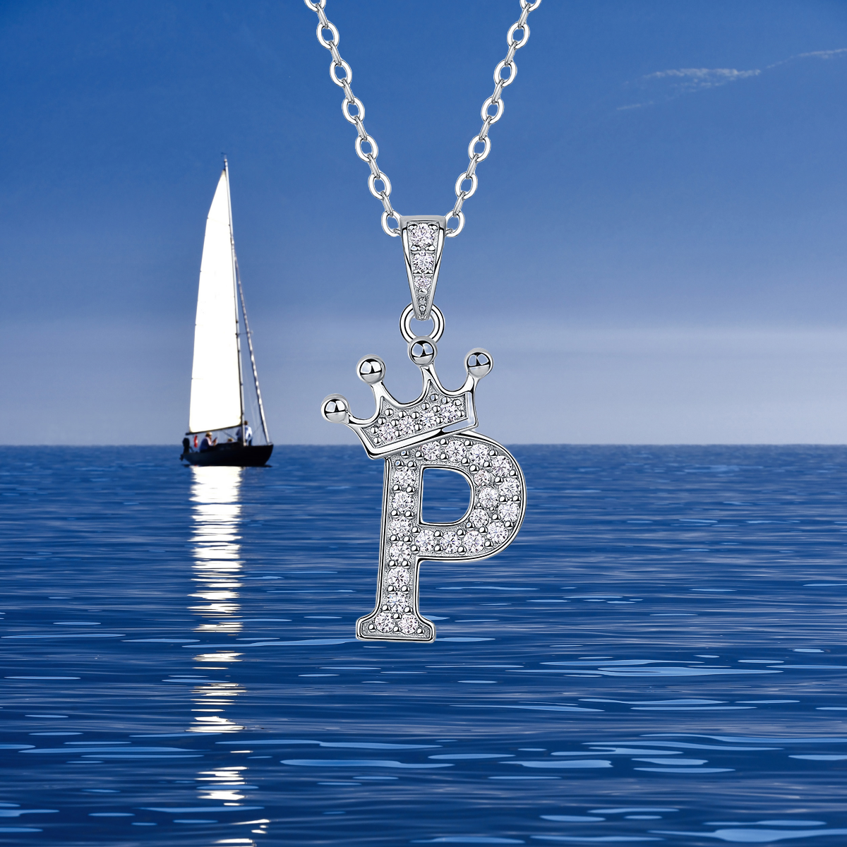 O-Z English alphabet pendant necklace 925 sterling silver Moissanite Luxurious cool popular lucky versatile design Cross-border collar necklace gift f