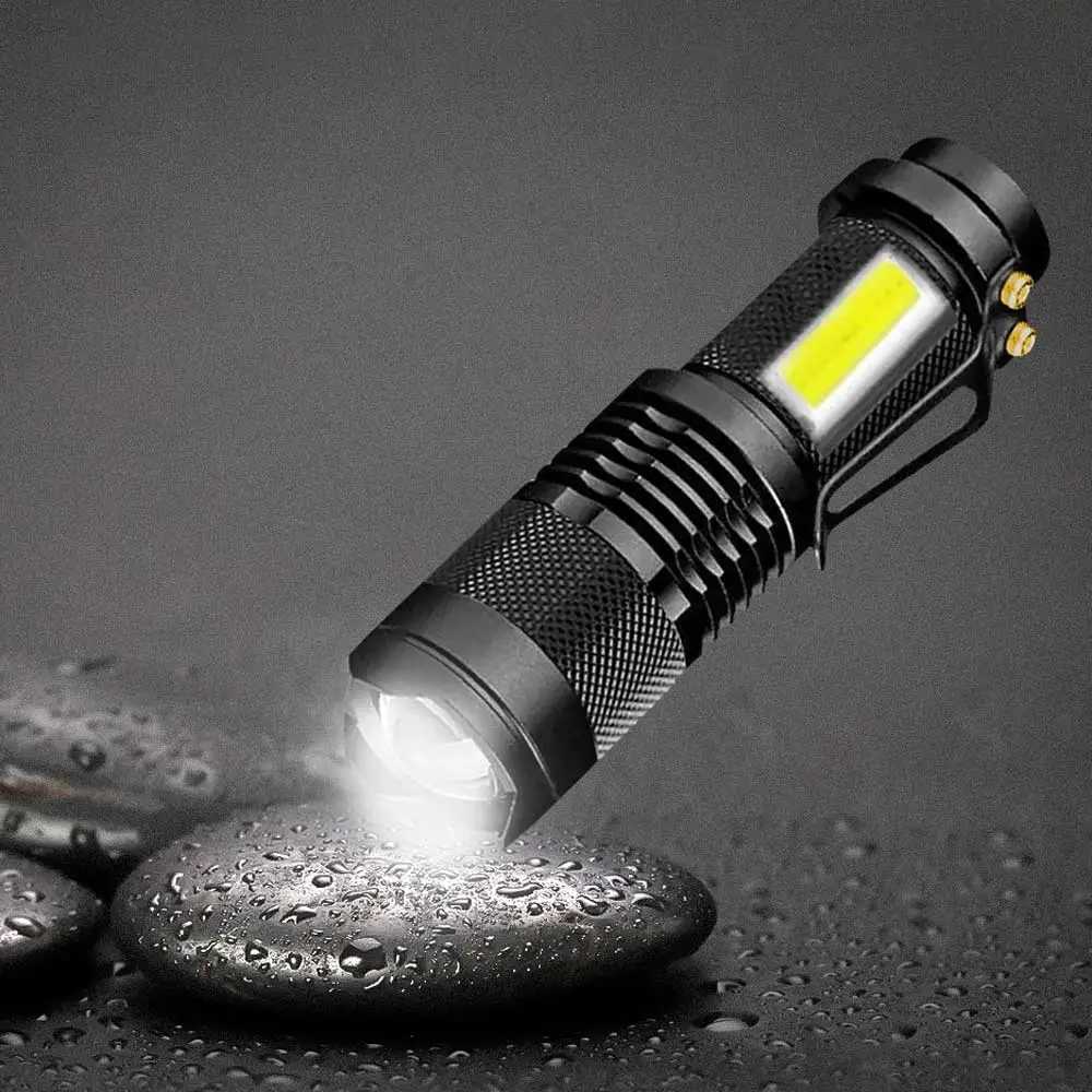 4 Modes Portable Working Flash lamp White LED Flashlight Zoomable torch flashlight Lighting lantern Use AA 14500 Battery Light XJ250529