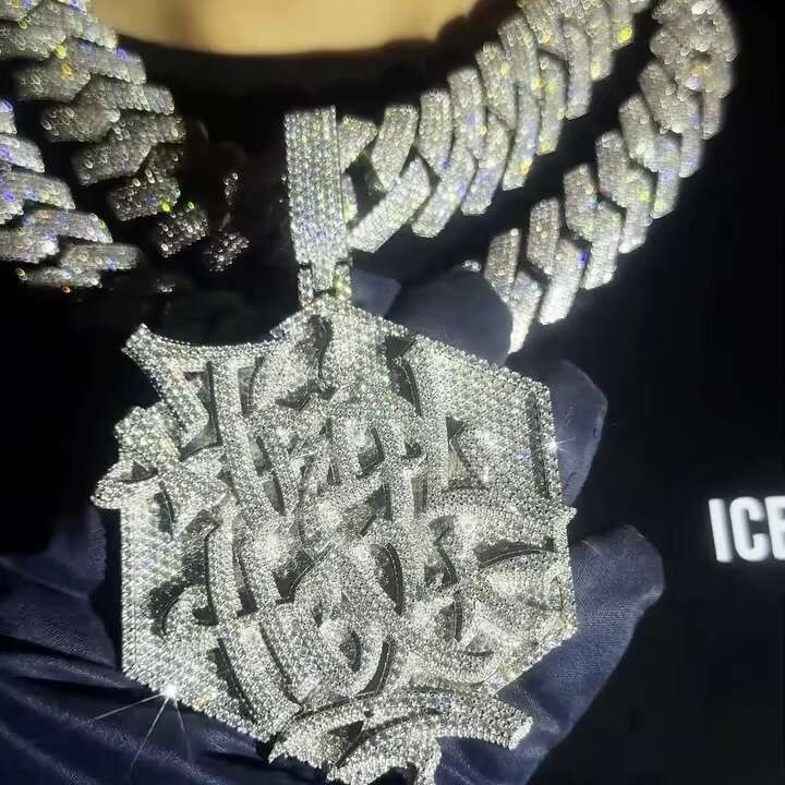 Fashion Jewelry Hip Hop VVS Diamond Full Size S925 Silver Moissanite Necklace Cuban Link Chain