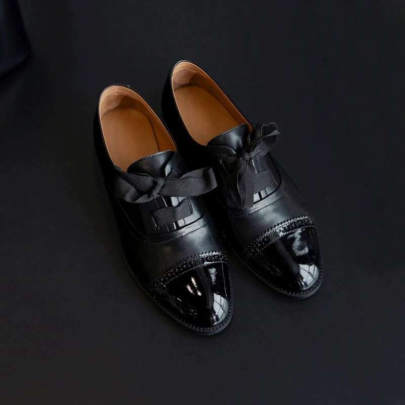 British Style Genuine Leather Bowknot Strap Loafers 2025 Spring New Chunky Heel Versatile Single Women's Shoes