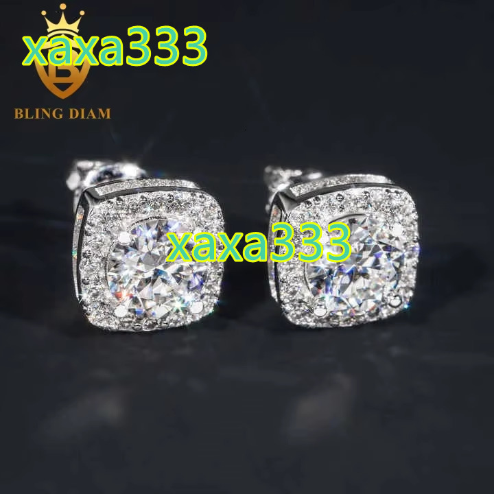 Wholesale Price 7.5mm Moissanite Stud Earrings 925 Sterling Silver Screw Iced Out Hip Hop Earring for Women Men