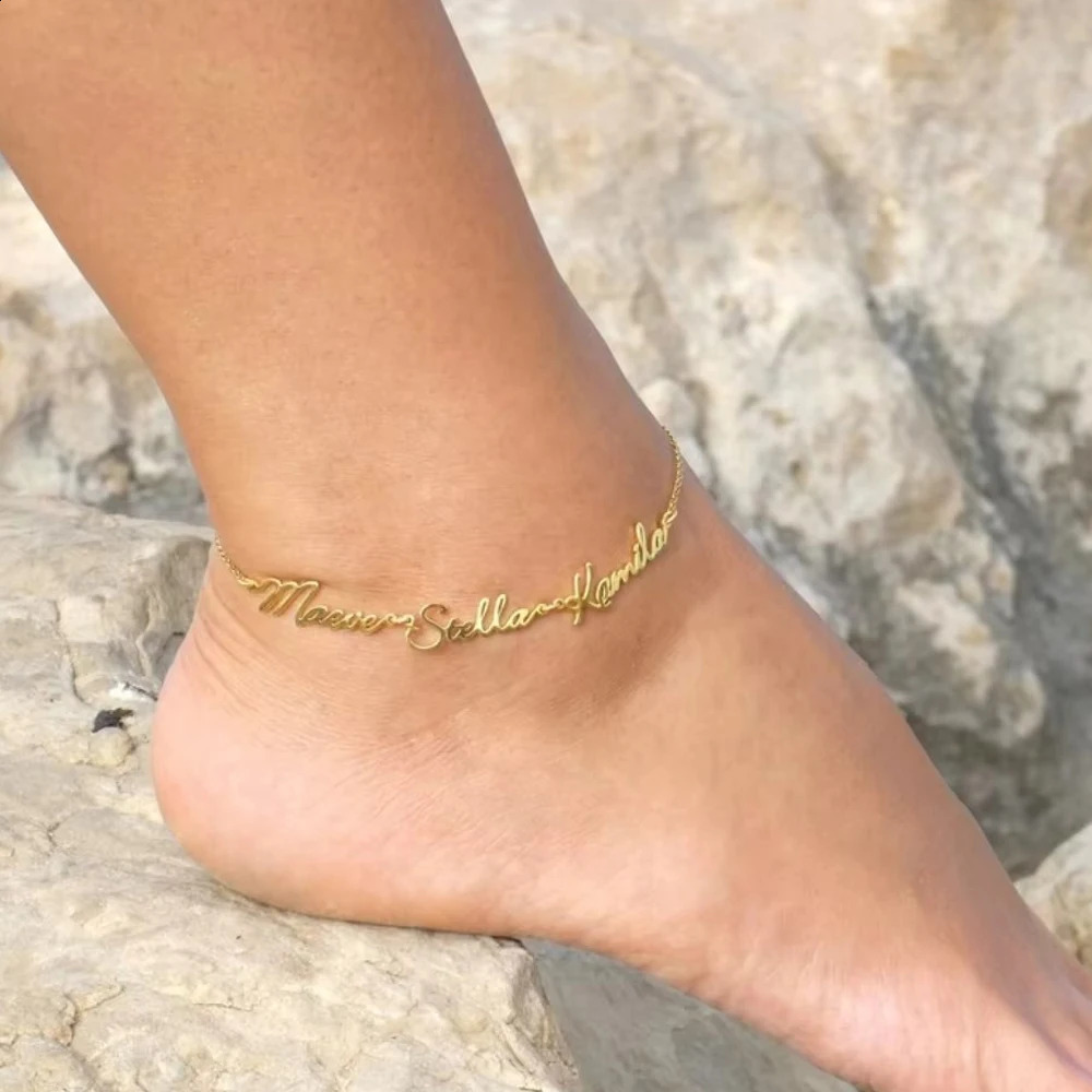 Custom Woman Anklets Gold Anklet Name Stainless Steel Ankle Chain Summer Beach Accessories wife Jewelry Friendship 250526