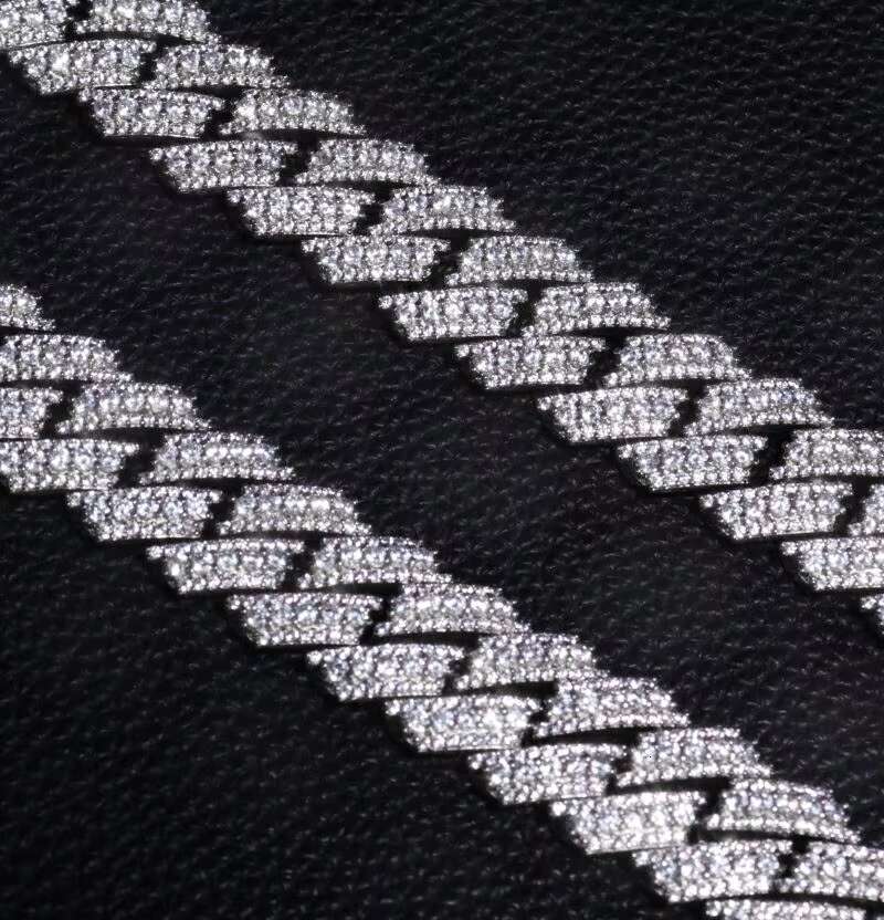 20mm Personalized Cz 925 Sterling Silver Moissanite Ice Out Cuban Link Chain Necklace for Hiphop Rapper Women Men