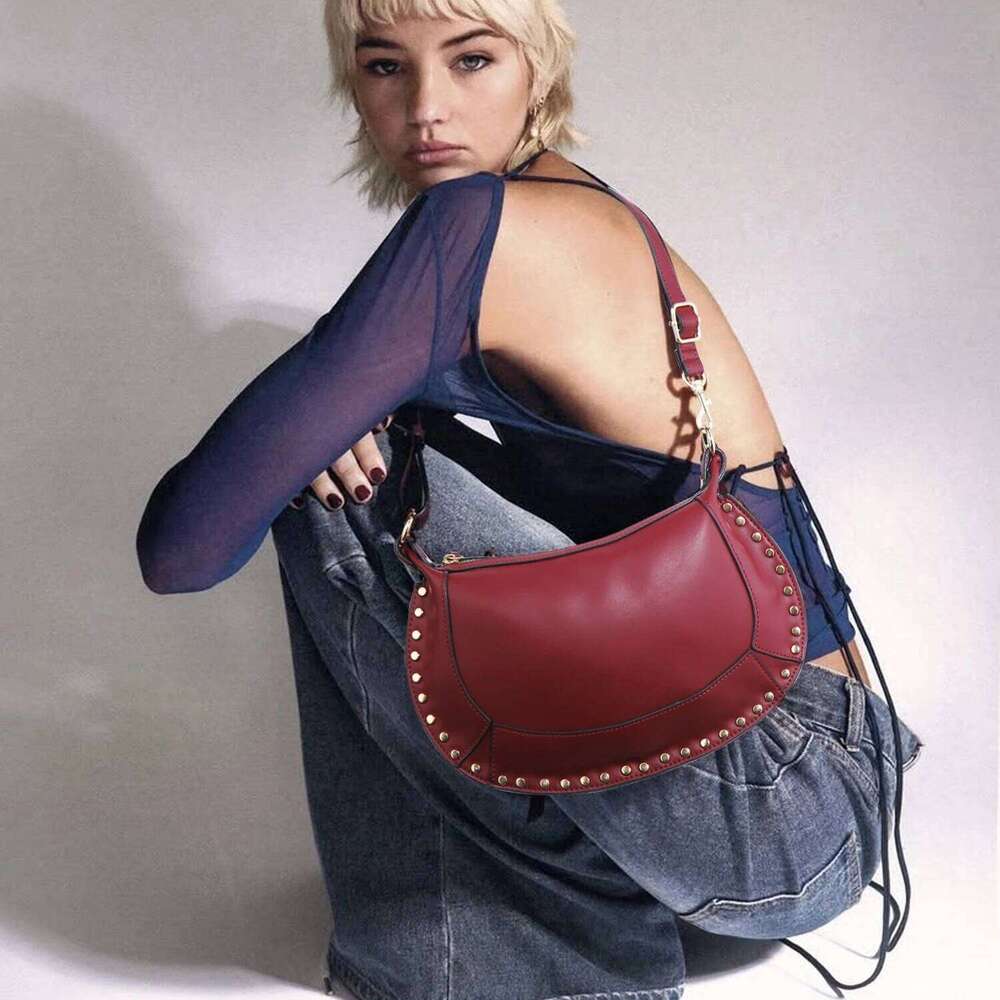 Women's Bags Designer Fashionable Studded Baguette Punk Inspired, Wome's Small Moon Shoulder Bag, Designer Handbags Streetwear