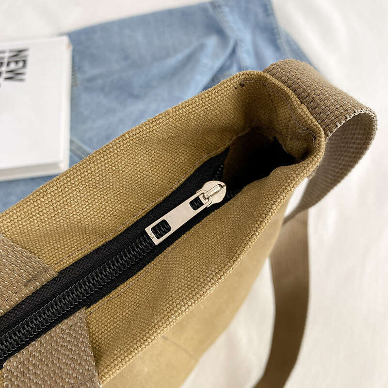 New Thickened Washed Canvas Simple Men's Large Capacity Women's Crossbody Bag Versatile Handbag for Shopping