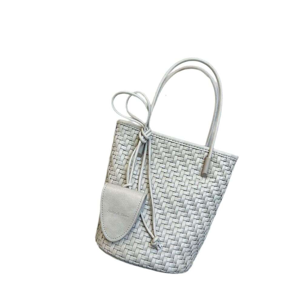 Tote Bag This Year S Summer Trend Fresh Woven Texture Genuine Leather Handheld Basket For Women Stylish Hollow Out Bag Shoulder Bag Braided Handbag