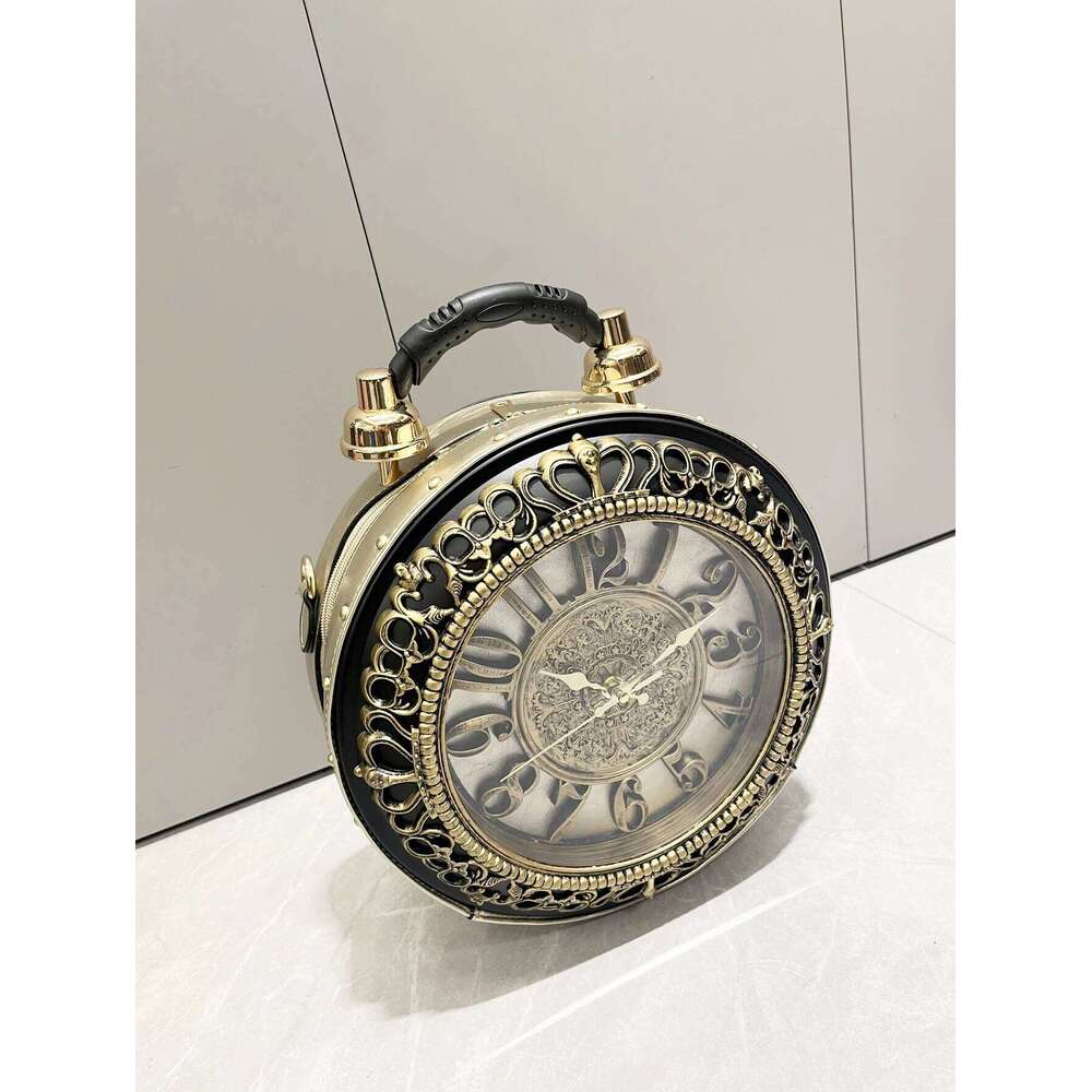 Designer Purses and Handbags Shoulder Bags clock-shaped funny Women's round pu leather Woman's bag