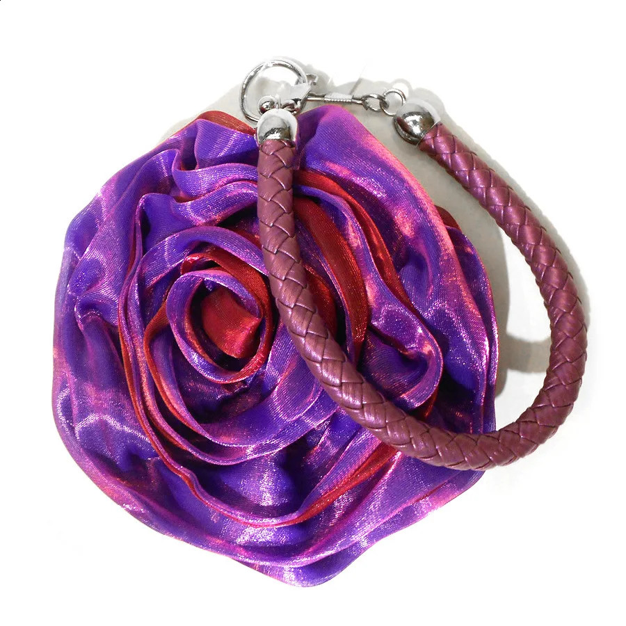 Colorful Womens Rose Flower Handbag Top Handle Bridal Bags Satin Party Wedding Evening y Lady Clutch Purse 250528