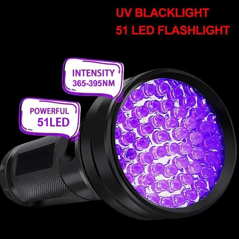 100/51/21 LED UV Flashlight Black Light Super Bright Handheld Flashlight for Hotel Inspection Pet Urine Detector ScorpionXJ250529