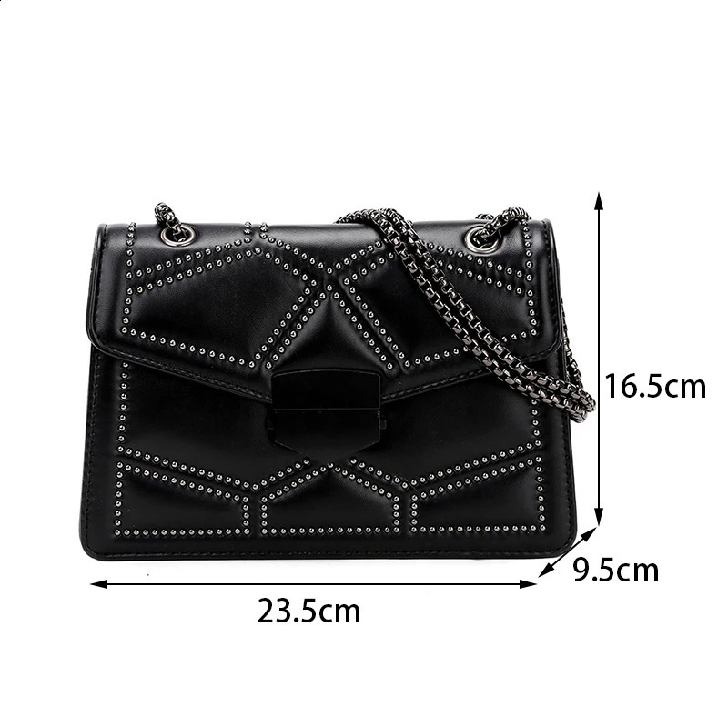 Yogodlns Vintage Rivet Chain Small Shoulder Bags For Women Flap PU Leather Fashion Square Crossbody Bag ner Handbag 250528