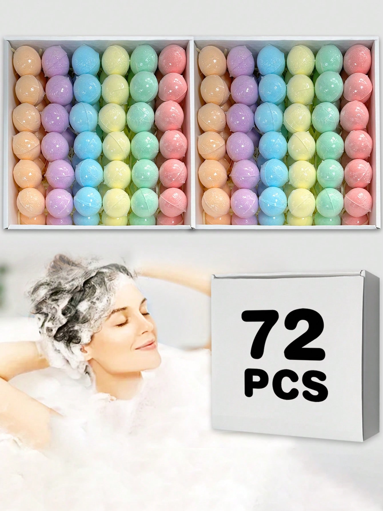 Colorful 72 Piece Deluxe Collection of Bubble Producing Foot Baths and Body Soaks