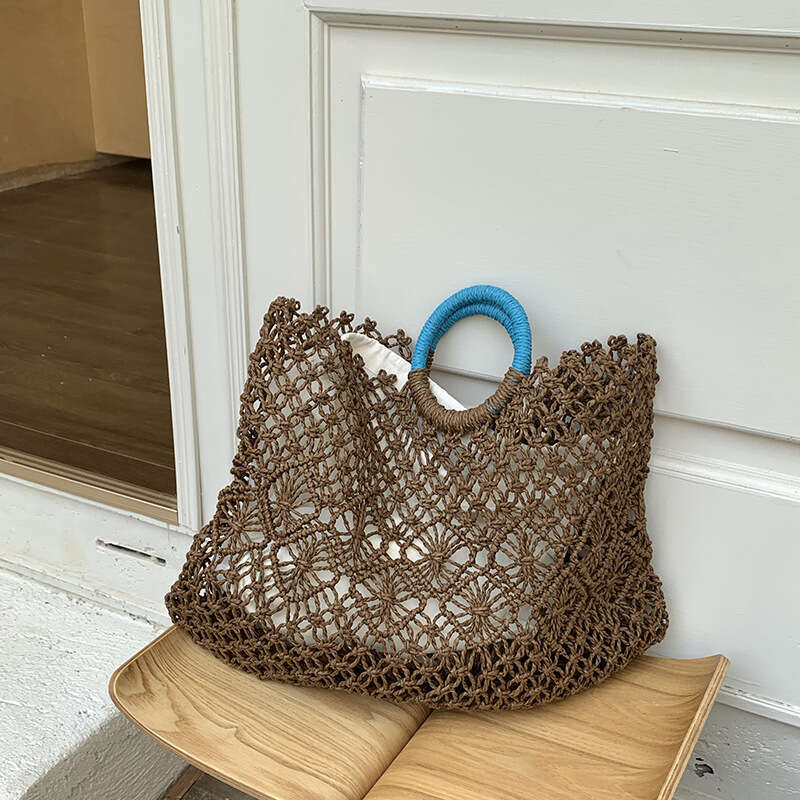 New Niche Versatile Straw Hollow Out Ins Woven Summer Handbag Beach Bag B5 Wholesale