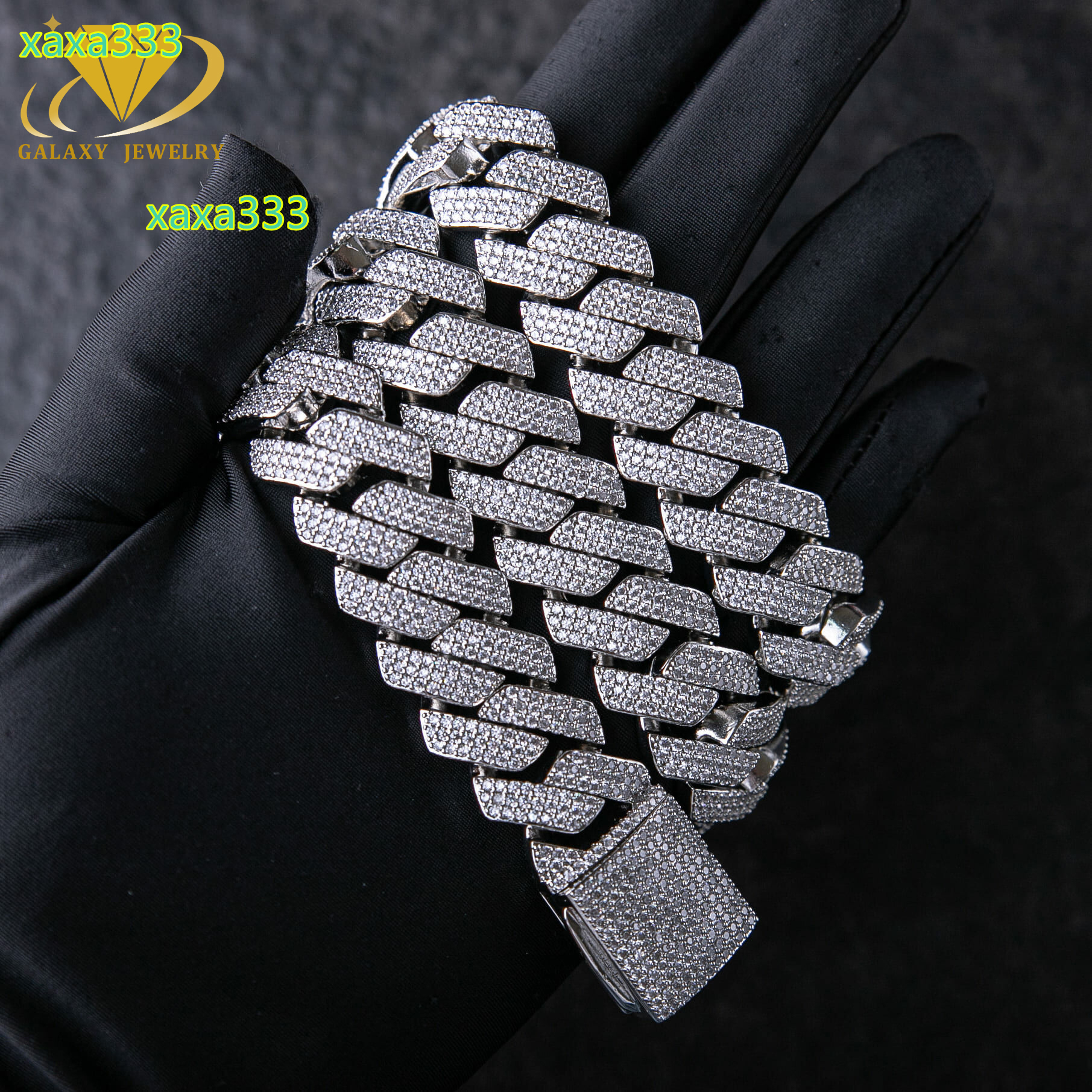 Mens Moissanite Jewelry 20mm Iced Out 925 Silver Prong Hip Hop Chain 3 Rows Full Moissanite Diamond Heavy Cuban Link Chain
