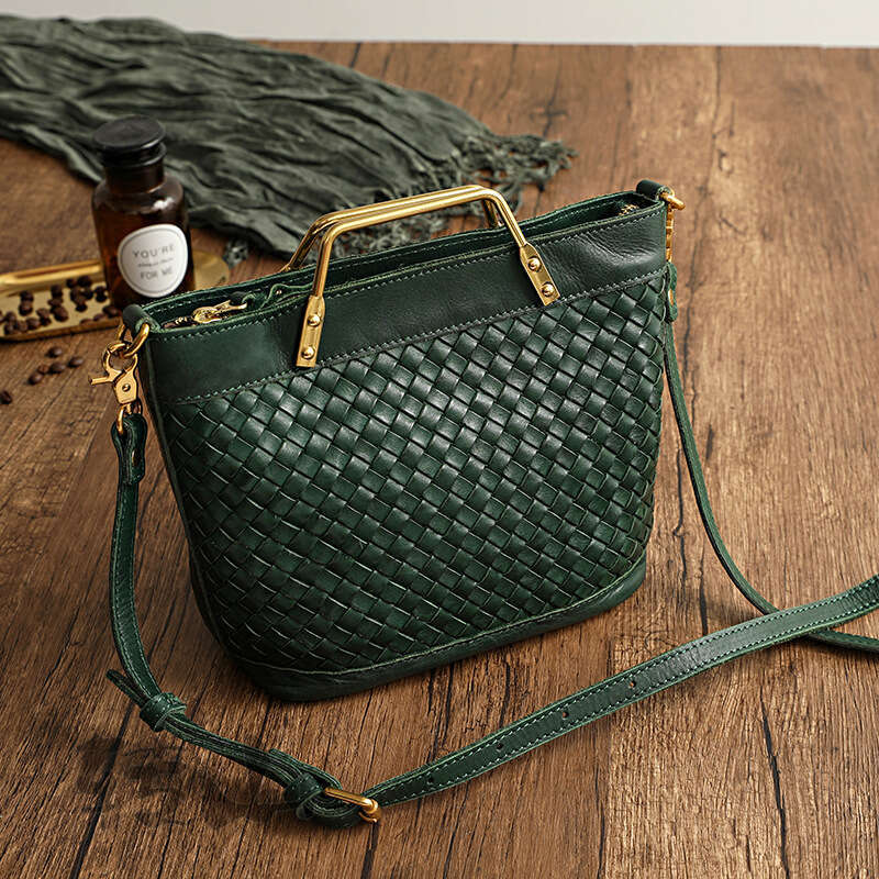 Tote Bag Braided Handbag Genuine Leather Handwoven Women S Vegetable Tanned Cowhide Washed And Waxed Artistic Crossbody Elegant Bag Shoulder Bag