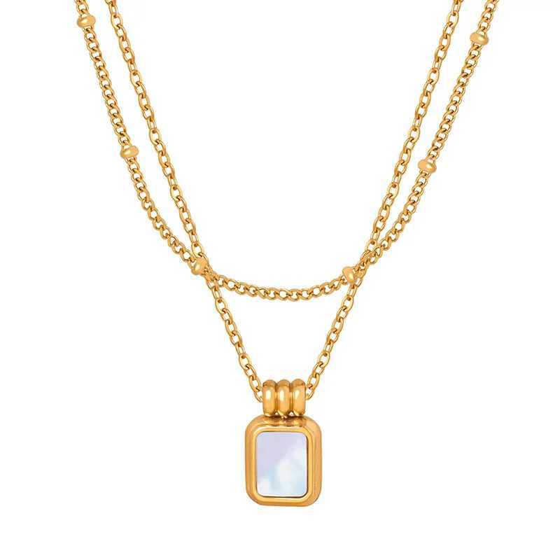 French new retro light luxury niche design white seashell titanium steel gold-plated pendant collarbone chain necklace jewelry XJ250528
