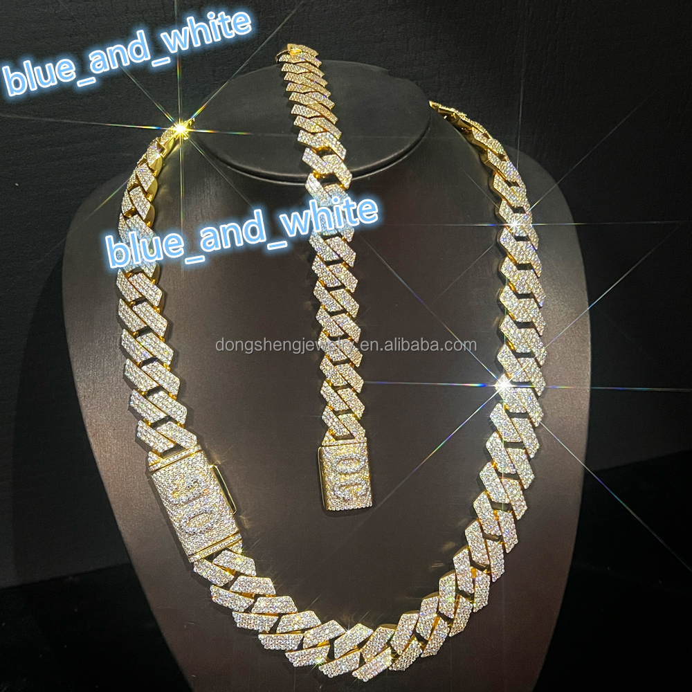 18mm Miami Cuban Link Chain Necklace 925 Silver Plated 18k Gold Men Hip Hop Rock Cuban Link Chain Fashion Jewelry