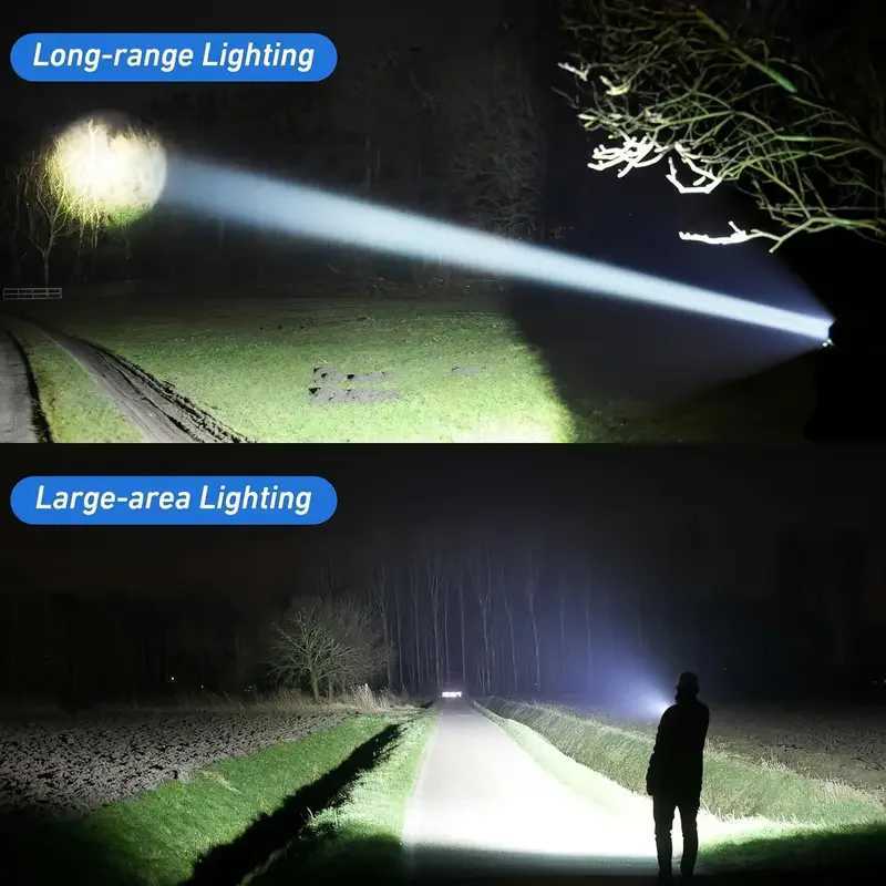 Portable Rechargeable LED Flashlights High Power Military Tactical Flashlight Telescopic Zoom Torch Lamp Outdoor Camping Fishing XJ250529