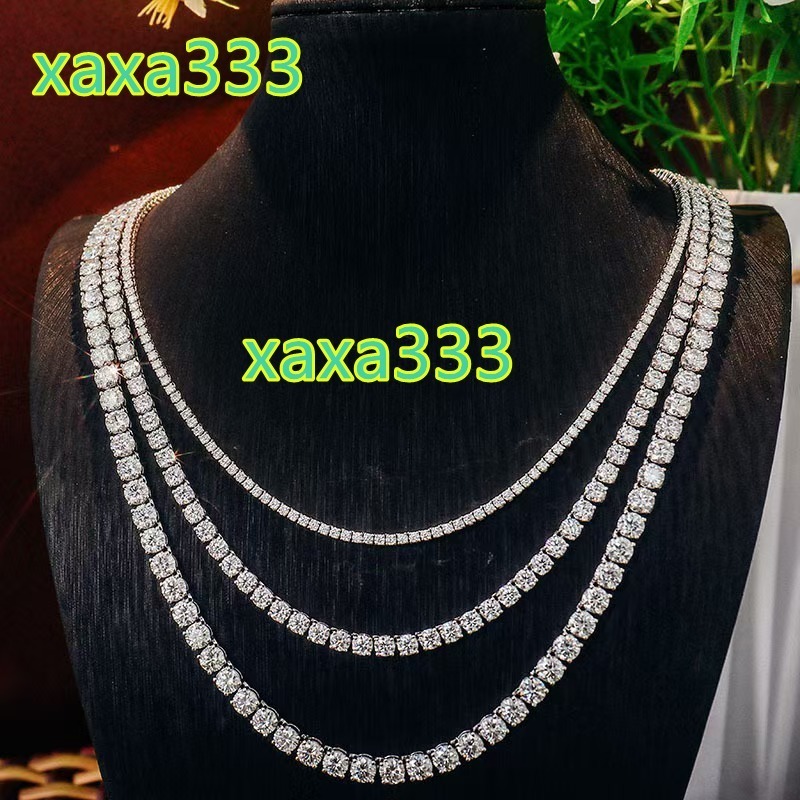 S925 Sterling Silver Moissanite Tennis Chain Inlaid with VVS Moissanite Hip-hop Bracelet Luxury Necklace