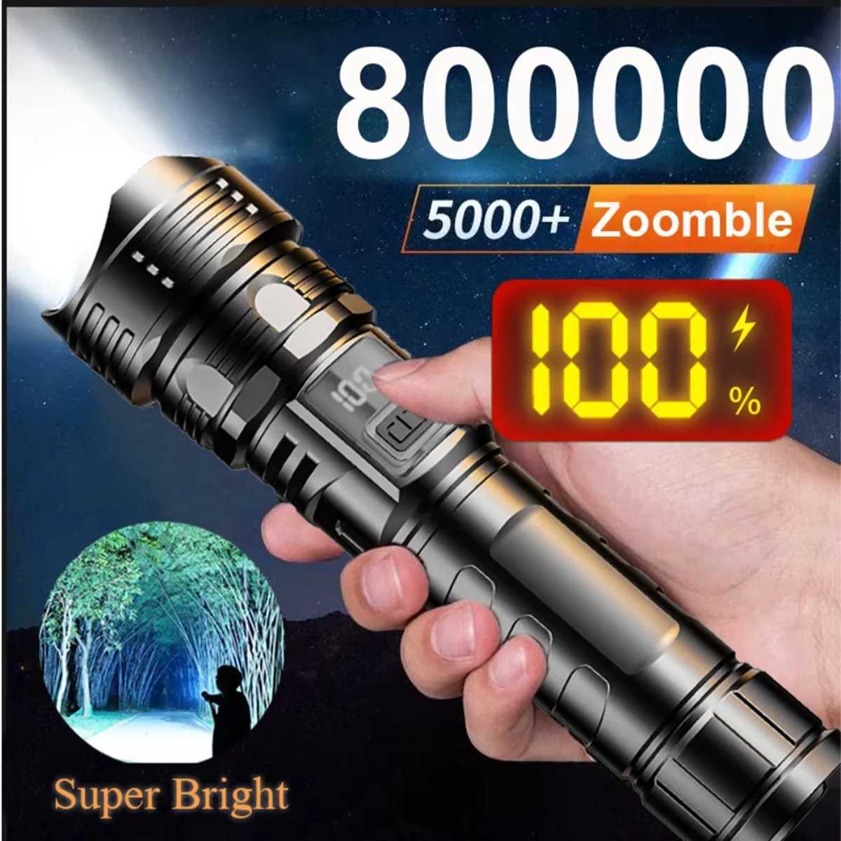 USB Rechargeable High Power LED Flashlight Super Bright Torch Portable Hand Light for Camping Hiking Emergency Survival XJ250529