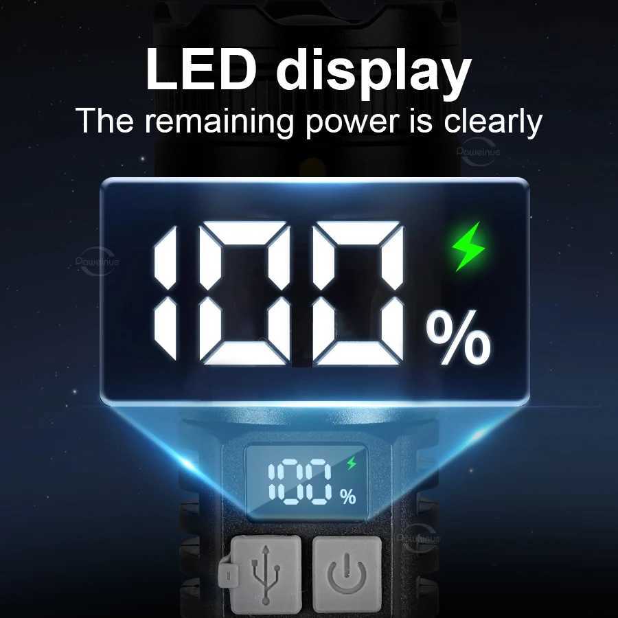 High Strong Power LED Flashlights with COB Light Ultra Bright USB Charging Tactical Torch Zoomable Outdoor Camping Fishing Lamps XJ250529