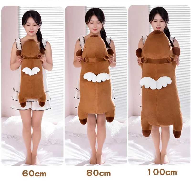 60cm-100cm Kawaii Giant Strip Capybara Plush Doll Pillow Lying Brown Orange Wings Creative Capybara Plush Toy Home Decor Z250529