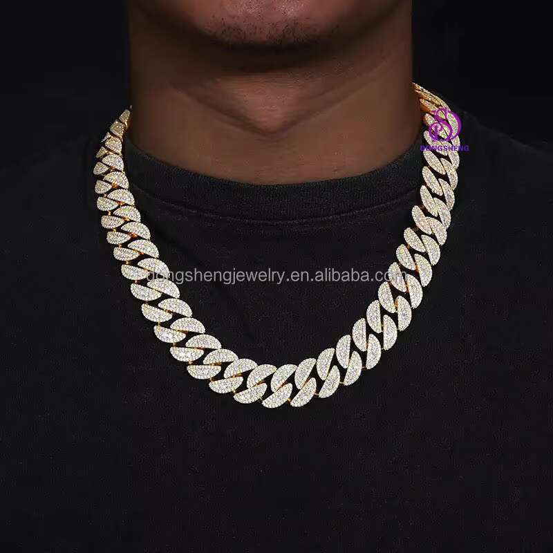 Vvs Moissanite Diamond Cuban Link Chain Bracelet Men Hip Hop Necklace Iced Out 925 Silver Factory Wholesale High Quality 16mm
