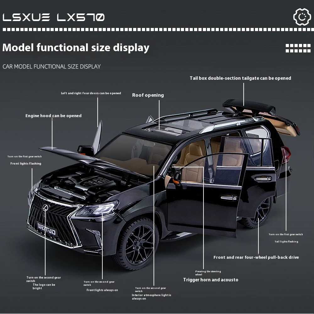 Large 1 18 Lexus LX570 Off-road SUV Metal Alloy Diecast Car Model Vehicle Childrens Toy Kids Gift Birthday Present For Boys R250528
